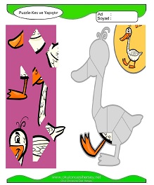Puzzle Kes Yapıştır Çalışma Sayfaları
